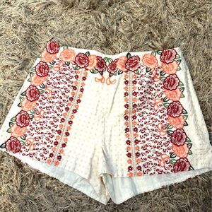 H&M Embroidered Floral Pink Shorts Size 8